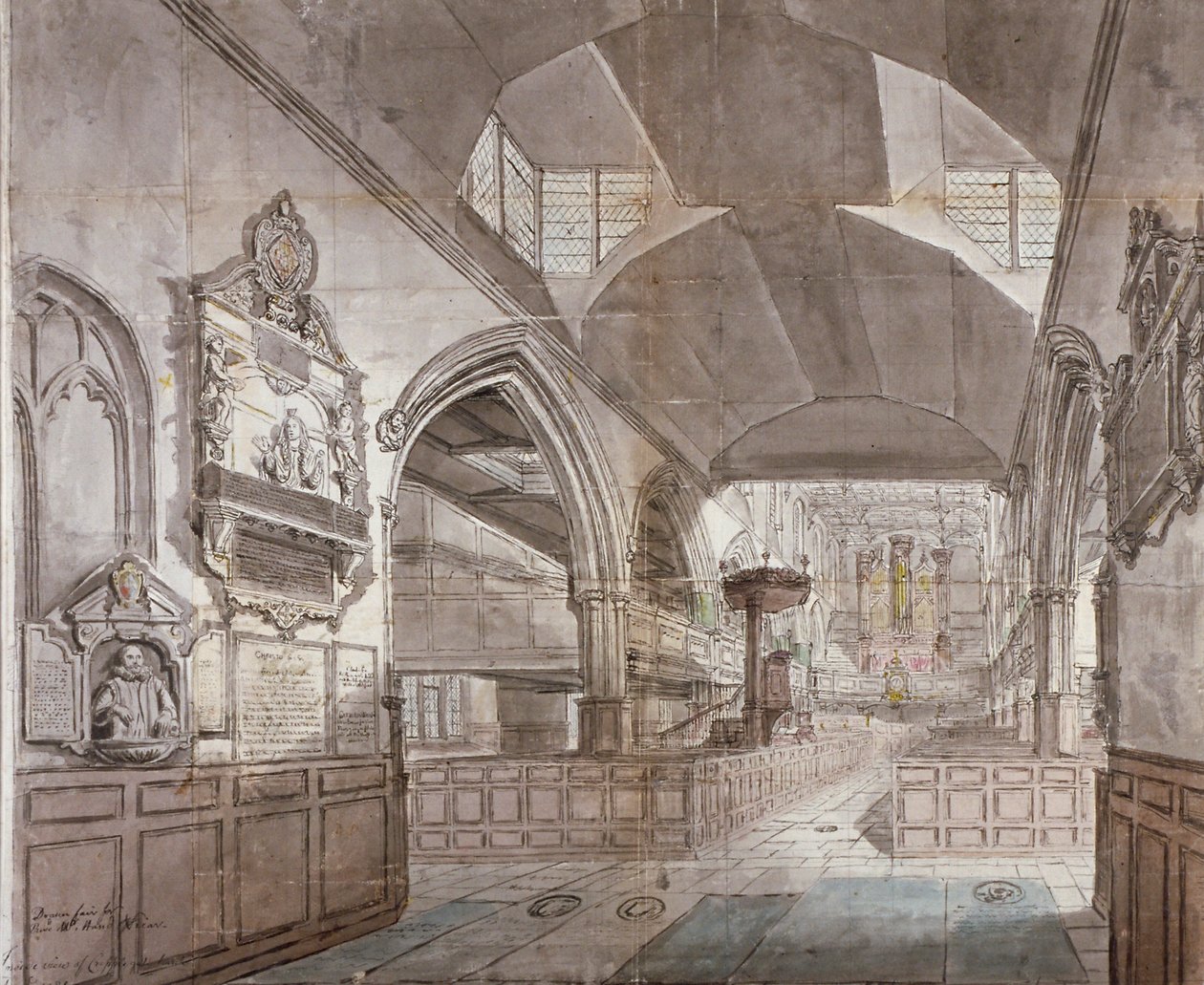 Kościół św. Idziego bez Cripplegate, City of London, 1781 autorstwa John Carter