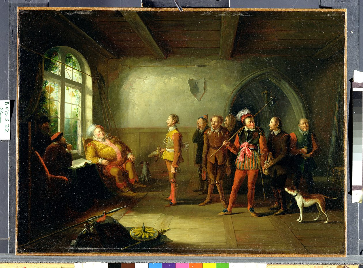 Falstaff i Rekruci, z „Henryk IV, część II” III, II, c.1818 autorstwa John Cawse
