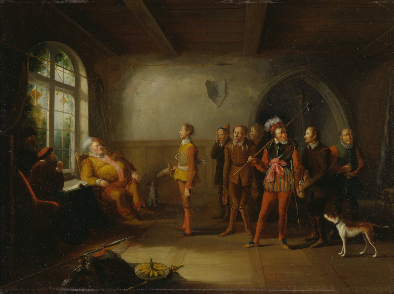 Falstaff i rekruci, z "Henryk IV, część II" autorstwa John Cawse