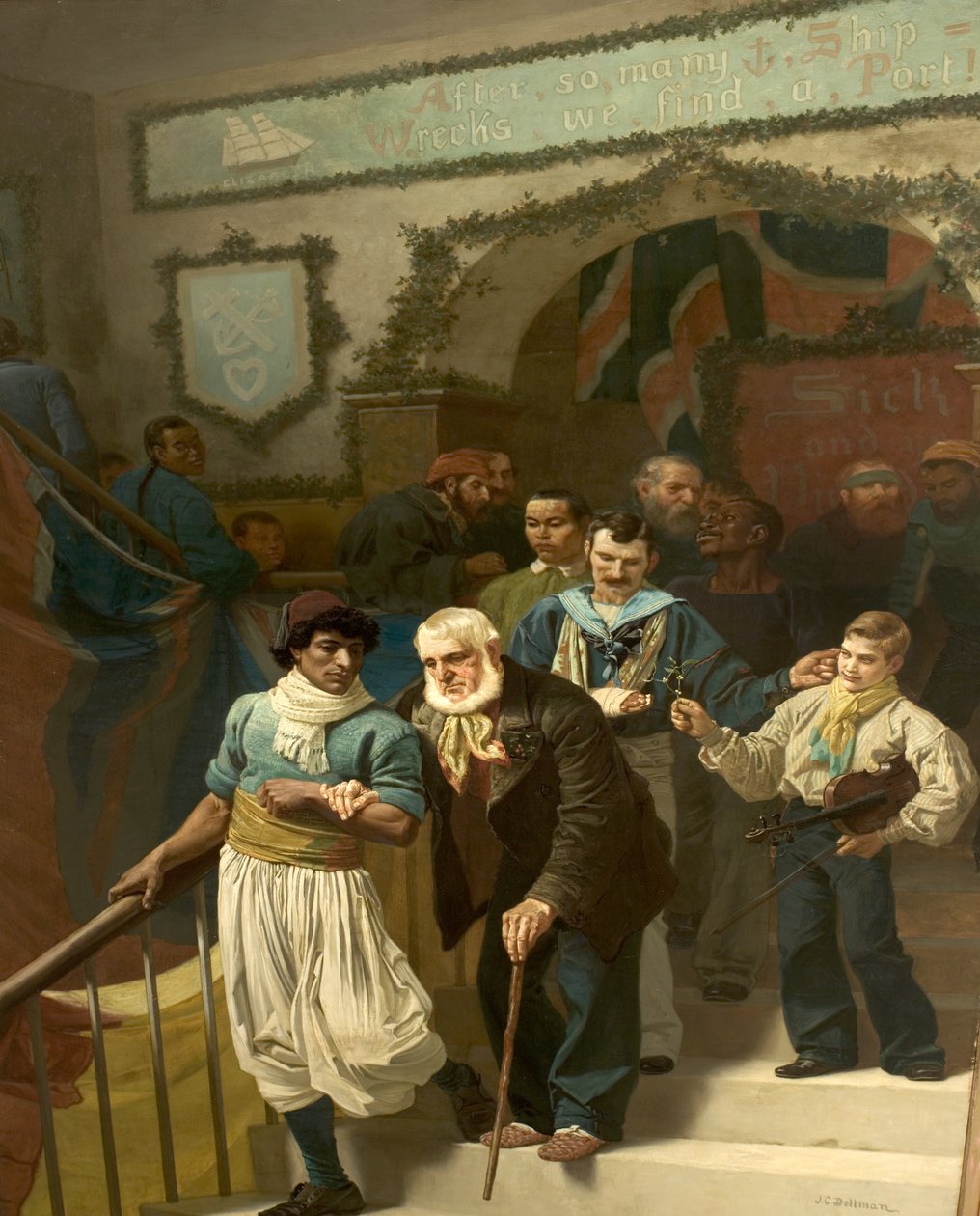 Przyjaciele w nieszczęściu, Boże Narodzenie w szpitalu Dreadnought, Greenwich autorstwa John Charles Dollman