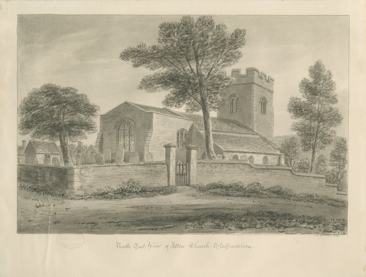 Kościół Alton: rysunek w sepii, 1841 autorstwa John Chessell Buckler