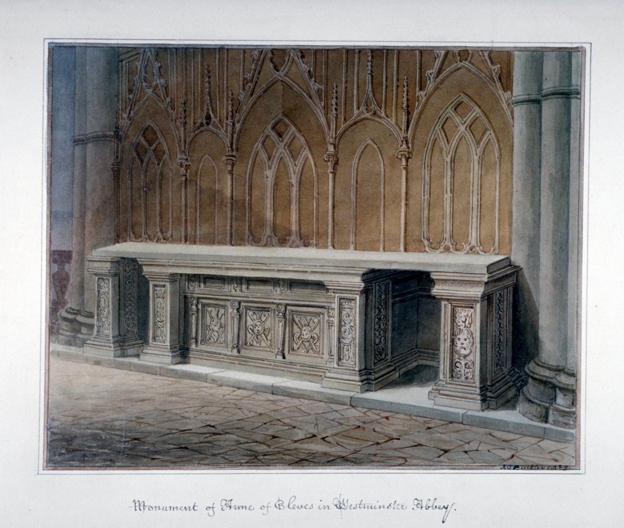 Pomnik Anny z Kleve, Opactwo Westminsterskie, Londyn, 1829. autorstwa John Chessell Buckler