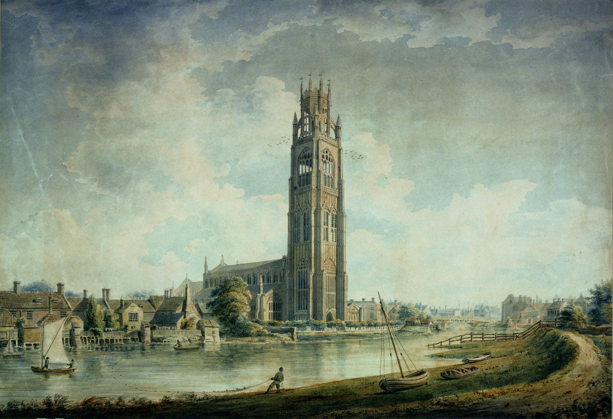 Boston Stump: widok od południowego zachodu autorstwa John Chessell Buckler