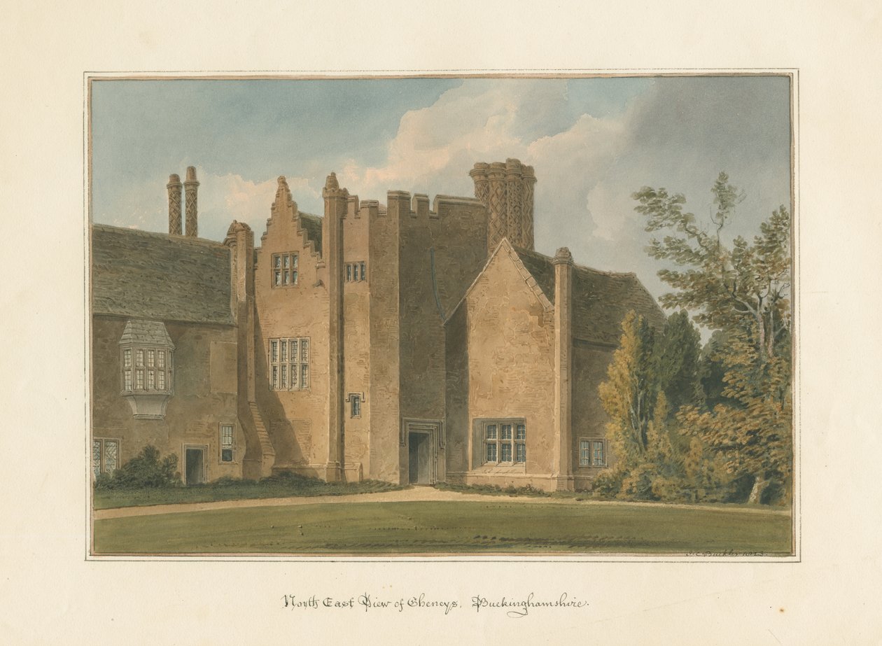 Buckinghamshire - Chenies Hall, 1823 autorstwa John Chessell Buckler