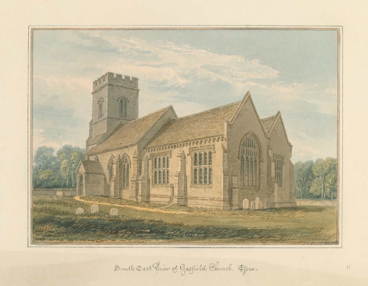 Essex - Kościół Gosfield autorstwa John Chessell Buckler