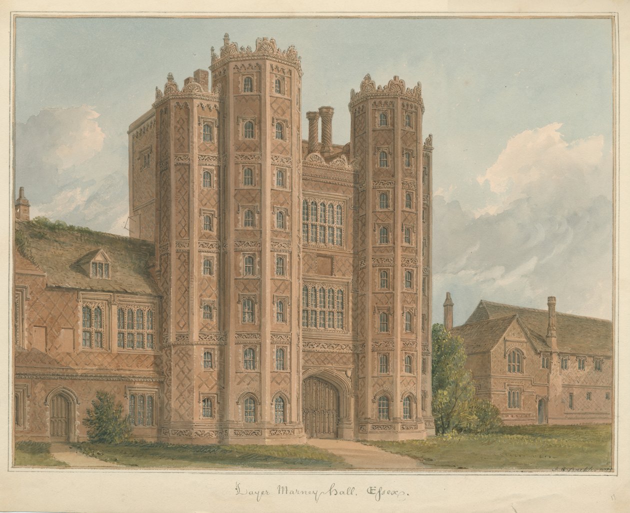Essex - Layer Marney Hall, 1825 autorstwa John Chessell Buckler