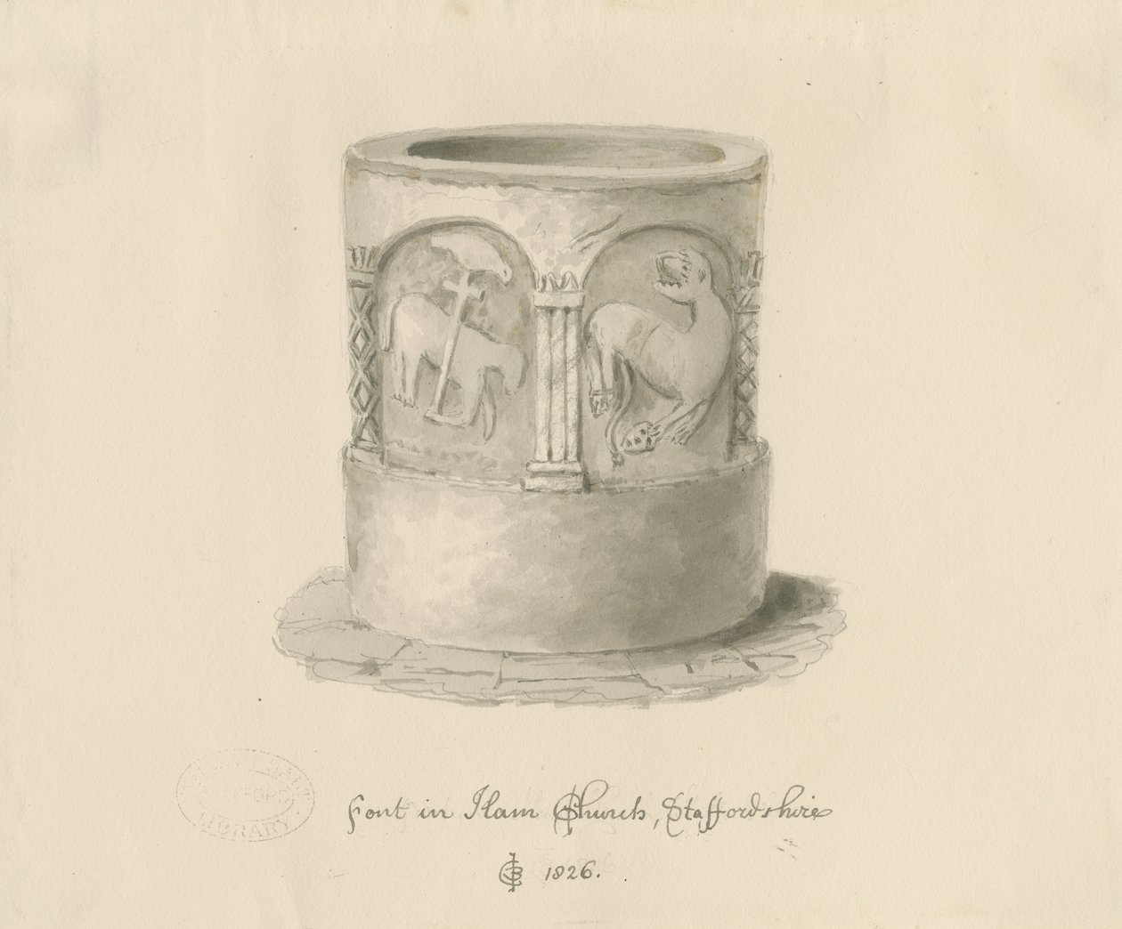Czcionka w kościele Ham, 1826 autorstwa John Chessell Buckler