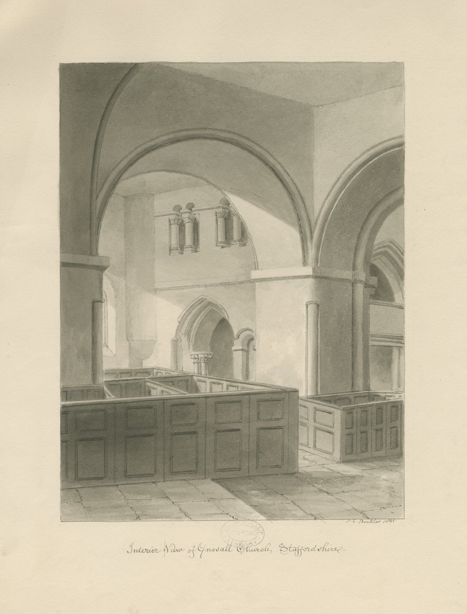 Forton - Aqualate Hall: rycina, bd [1653-1686] (druk) autorstwa John Chessell Buckler