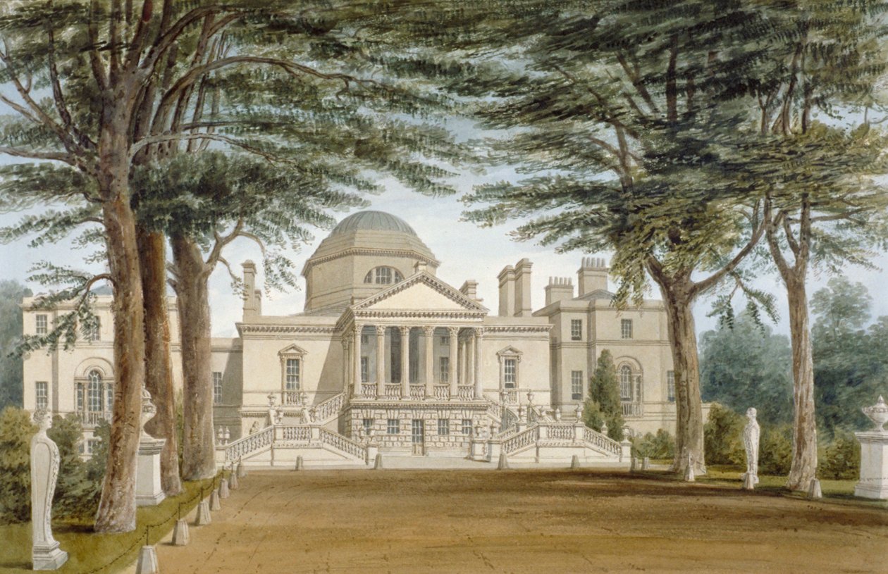 Widok z przodu Chiswick House, Chiswick, Hounslow, Londyn, 1822 autorstwa John Chessell Buckler