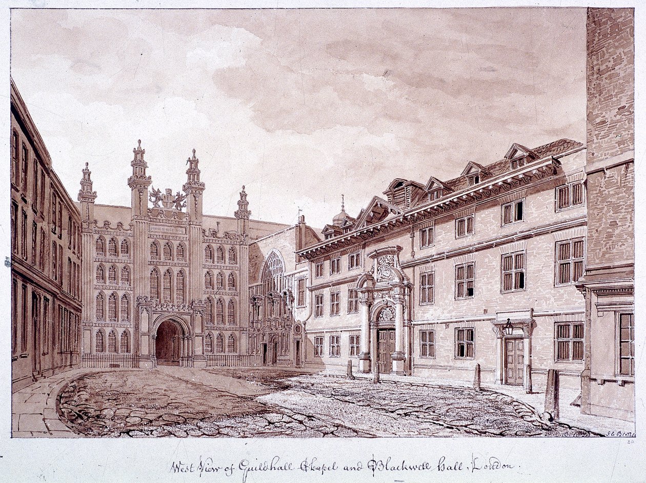 Guildhall, Londyn, 1820 autorstwa John Chessell Buckler