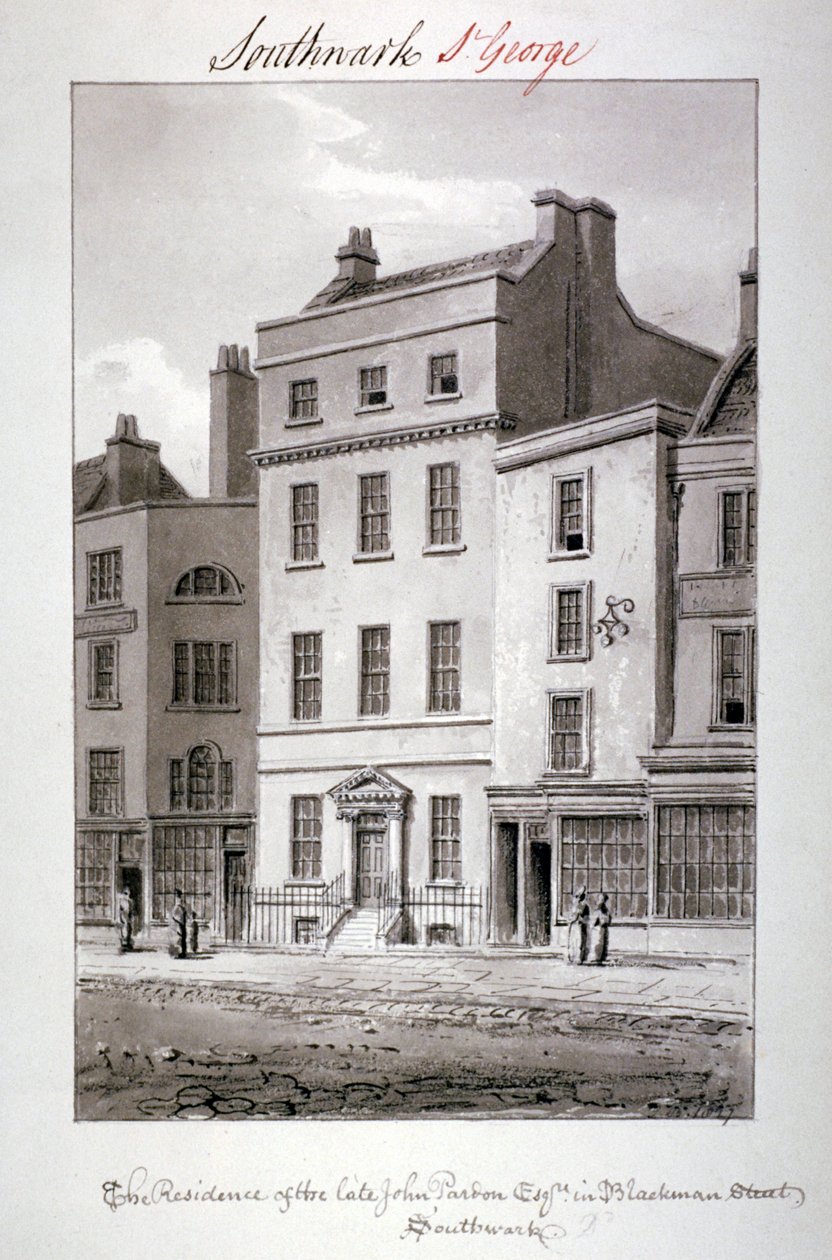 Dom przy Blackman Street, Southwark, Londyn, 1827. autorstwa John Chessell Buckler