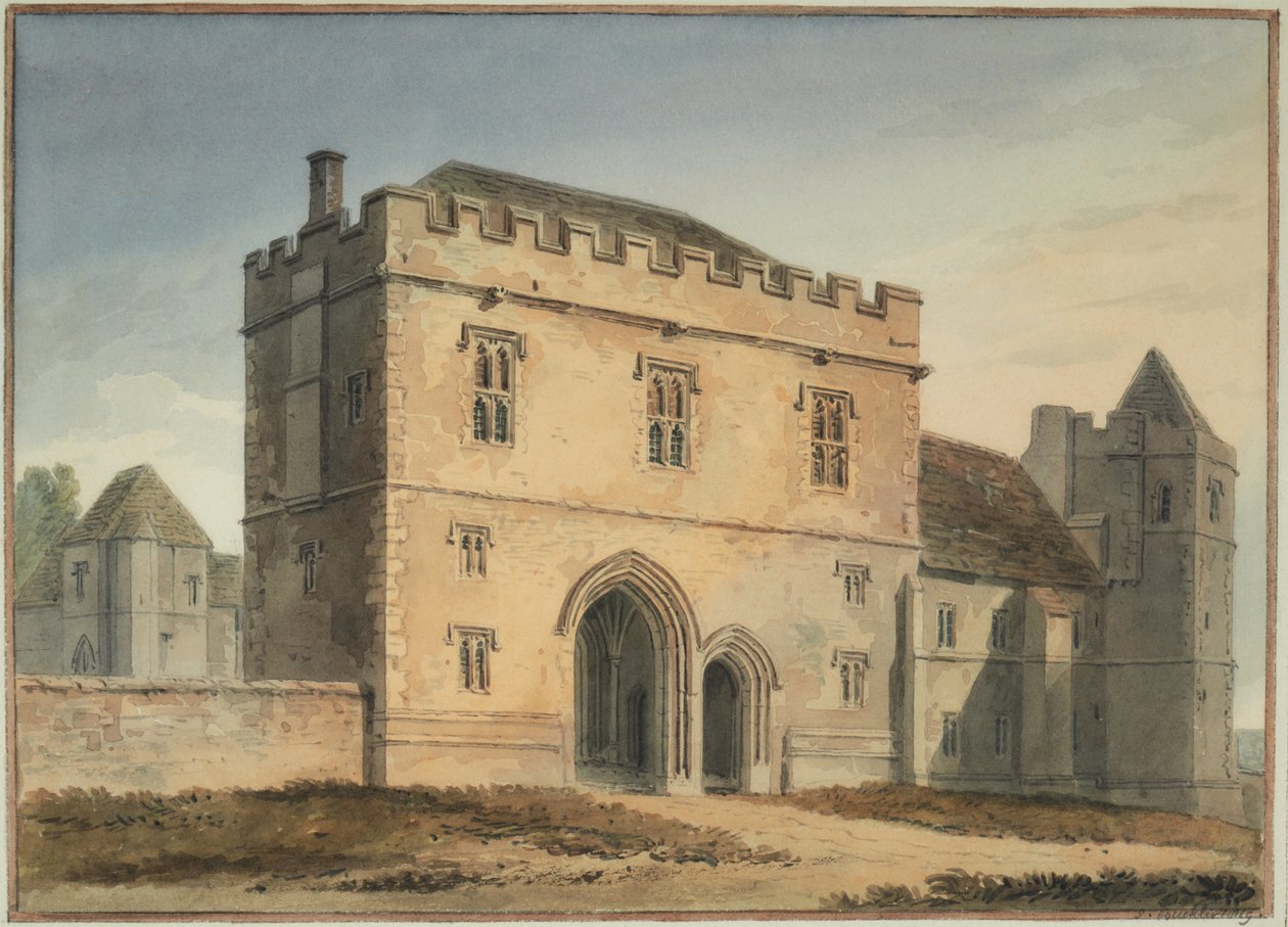 Widok północny Wielkiej Bramy kolegium w Maidstone, Kent autorstwa John Chessell Buckler