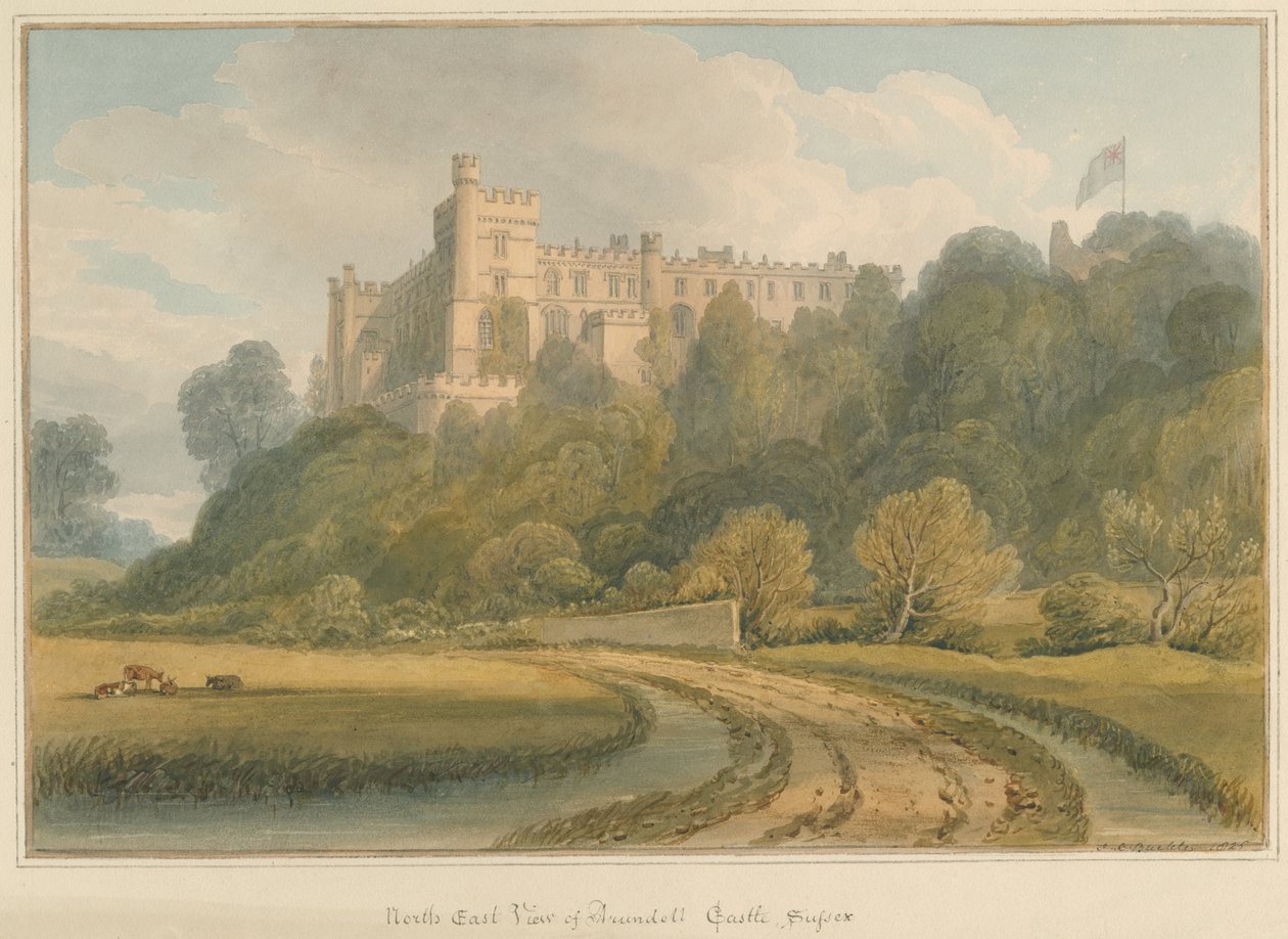 Sussex - Zamek Arundel, 1825 autorstwa John Chessell Buckler