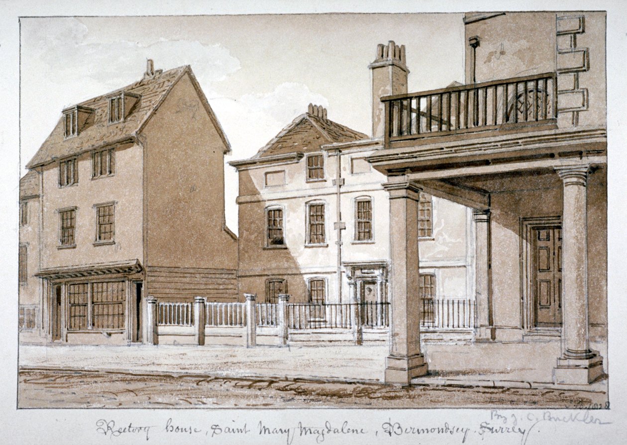 Plebania, St Mary Magdalen, Bermondsey, Londyn, 1828 autorstwa John Chessell Buckler