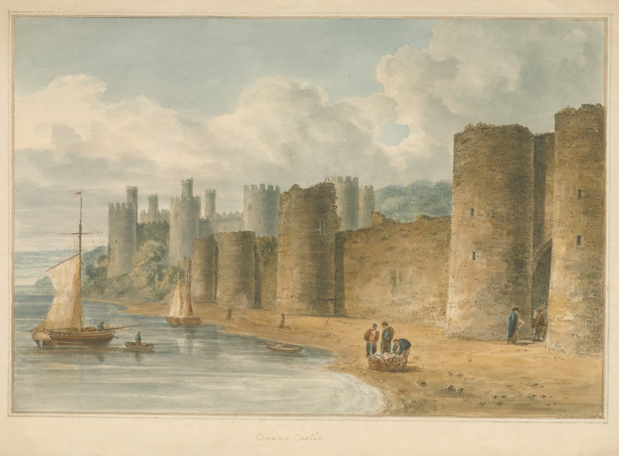 Walia - Carnarvonshire - Zamek Conway, 1810 autorstwa John Chessell Buckler