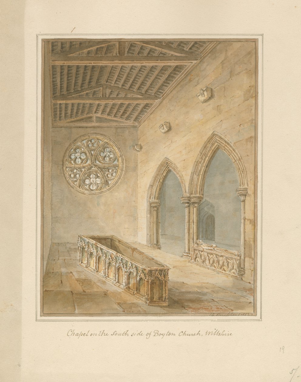 Wiltshire - Kościół Boyton - Kaplica, 1812 autorstwa John Chessell Buckler