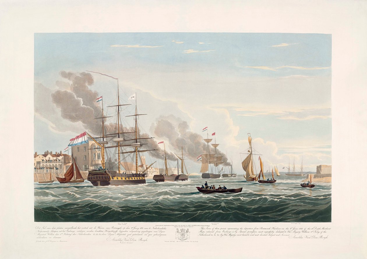 Holenderskie statki handlowe opuszczające Portsmouth, 2 czerwca autorstwa John Christian (after) Schetky