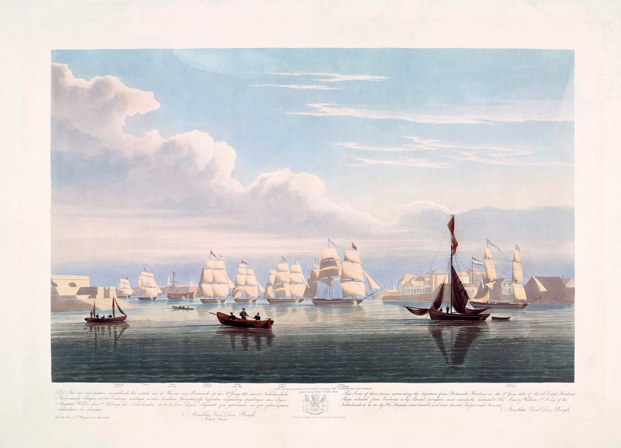 Holenderskie statki handlowe opuszczające Portsmouth, 2 czerwca autorstwa John Christian (after) Schetky