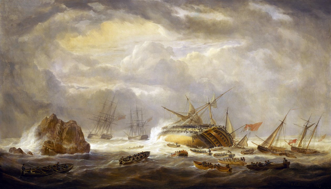 Wojny napoleońskie (1803-1815): utrata "Wspaniałego", 25 marca autorstwa John Christian Schetky