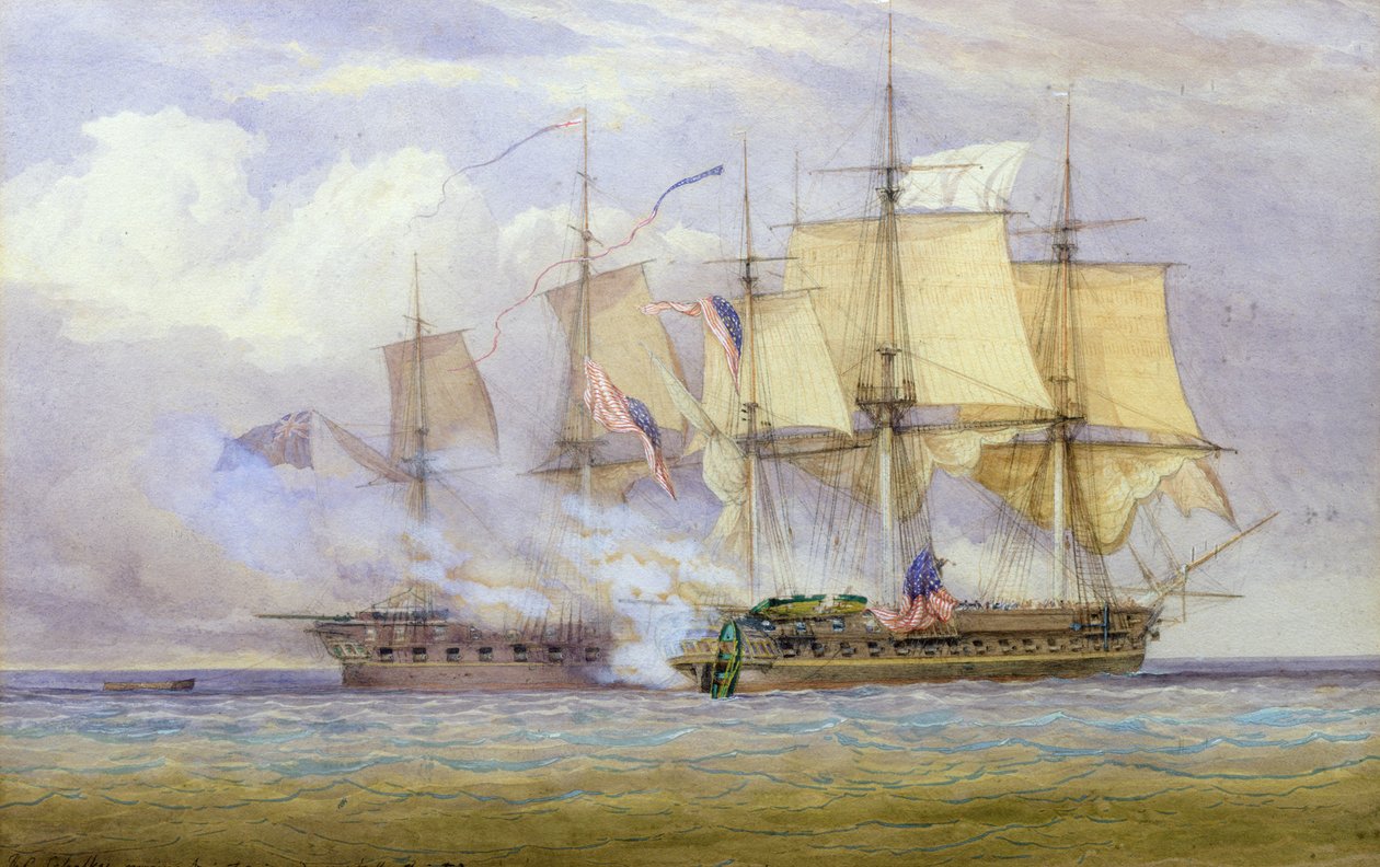Moment zwycięstwa między HMS „Shannon” a amerykańskim statkiem „Chesapeake” w dniu 1 czerwca 1813, 1857 autorstwa John Christian Schetky