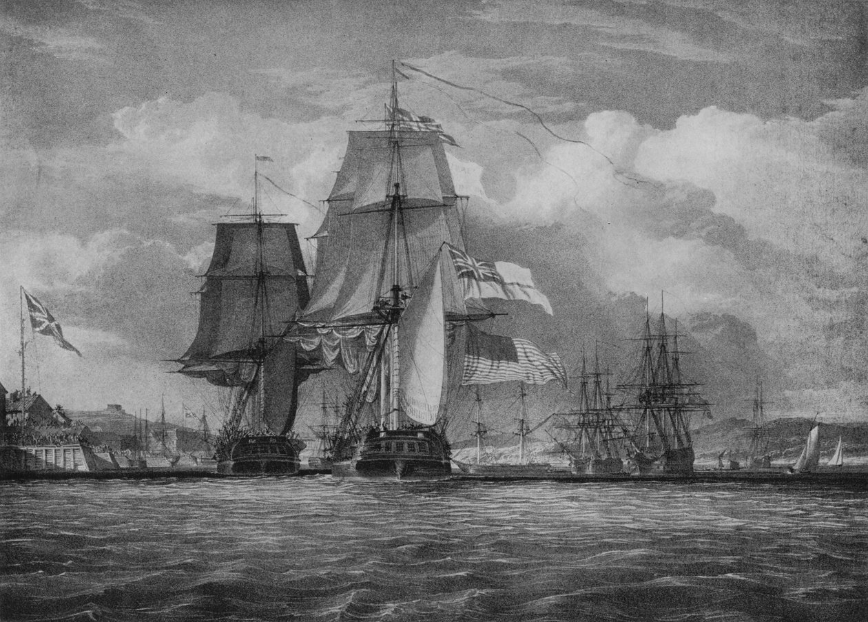 Shannon i Chesapeake, c1814 autorstwa John Christian Schetky
