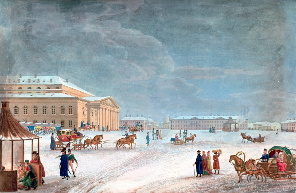 „Plac i Teatr Wielki w Petersburgu”, 1817 r autorstwa John Clark