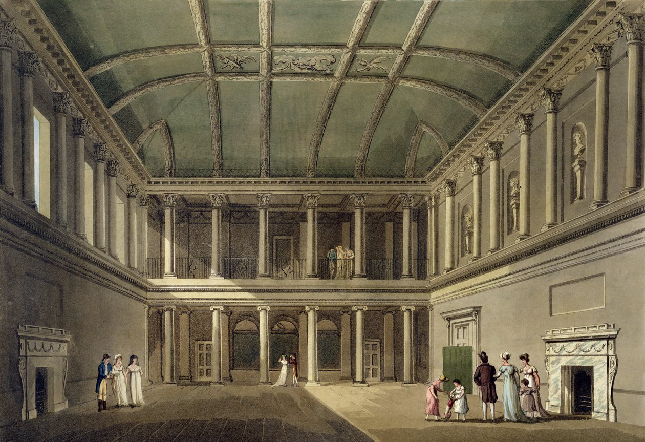 Wnętrze Sali Koncertowej, z „Łaźnia ilustrowana szeregiem poglądów”, sztychowane przez Johna Hilla (1770-1850) wyd. przez Williama Millera autorstwa John Claude (after) Nattes