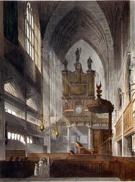 Wnętrze opactwa, z „Łaźni ilustrowanej szeregiem poglądów”, sztychowane przez Johna Hilla (1770-1850) wyd. przez Williama Millera autorstwa John Claude (after) Nattes