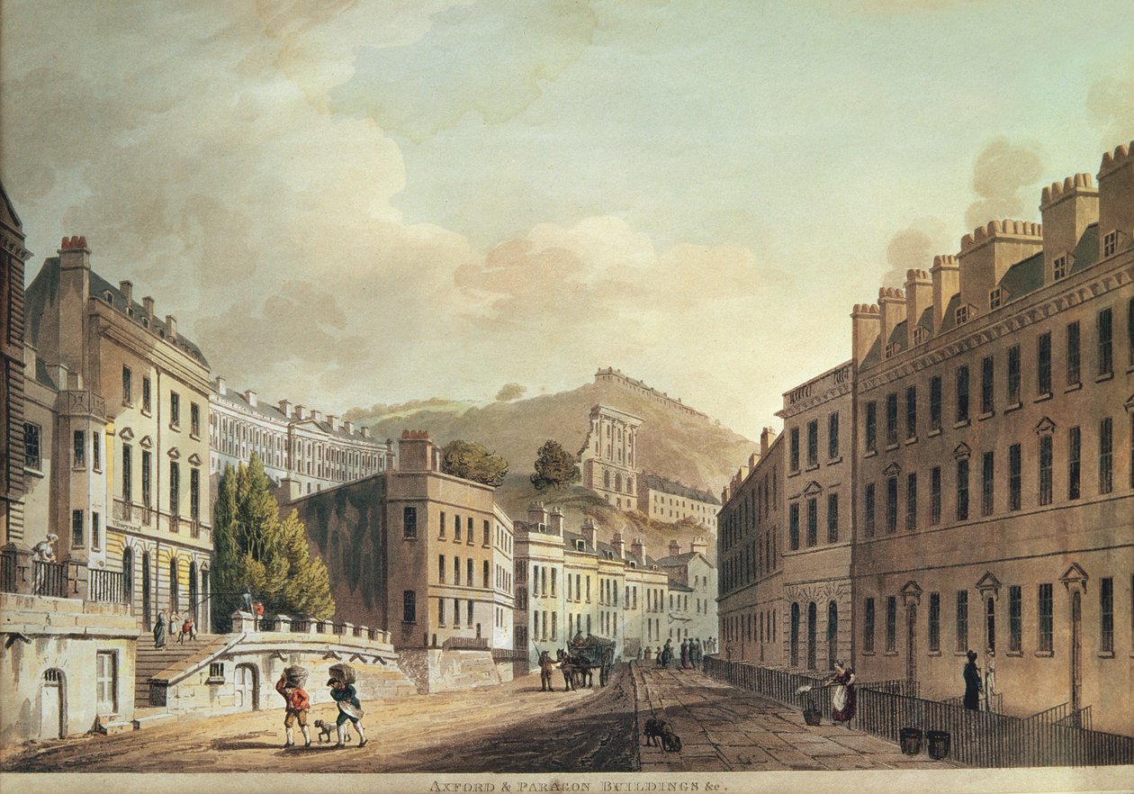 Axford and Paragon Buildings z „Bath, Illustrated by Series of Views”, grawerowane przez I. Hilla, 1806 (akwatinta) autorstwa John Claude Nattes