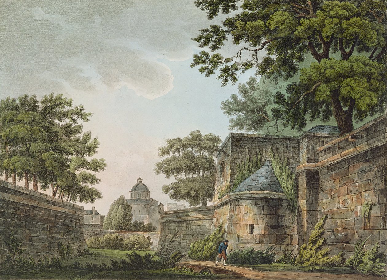 Wnętrze Fosy Bastylii, 1809 (akwatinta kolorowa) autorstwa John Claude Nattes