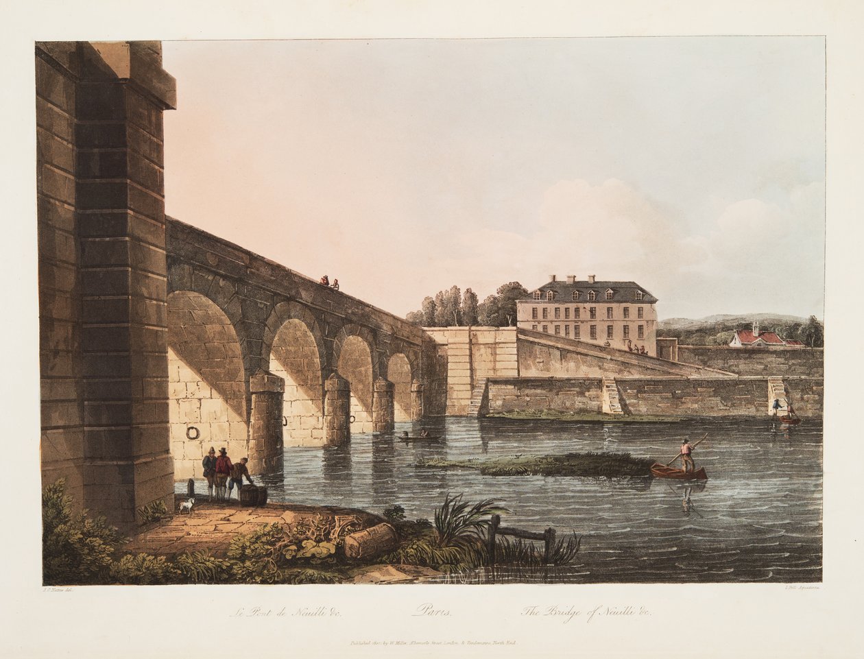 Paryż, Most Neuille, ilustracja z Wersalu, Paryża i Saint Denis, wyd. 1807 (akwatinta) autorstwa John Claude Nattes