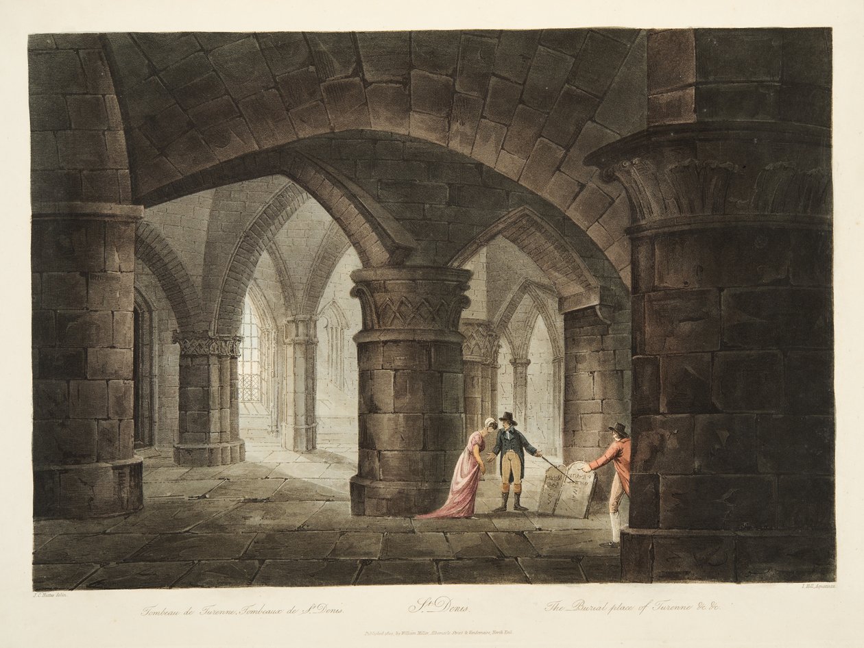 Miejsce pochówku Turenne, ilustracja z Wersalu, Paryża i Saint Denis, wyd. 1809 (akwatinta) autorstwa John Claude Nattes