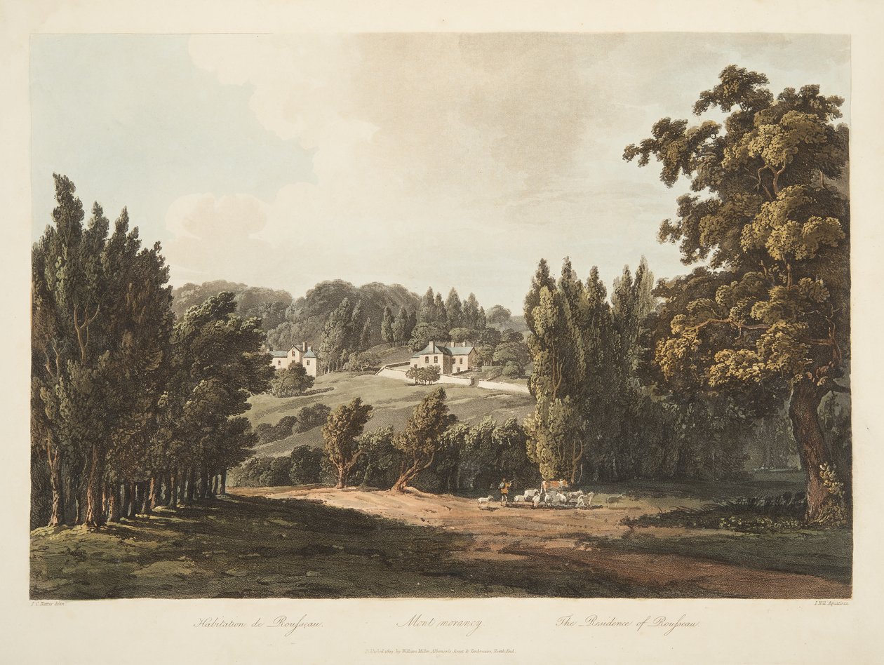 Rezydencja Rousseau, ilustracja z Wersalu, Paryża i Saint Denis, wyd. 1809 (akwatinta) autorstwa John Claude Nattes