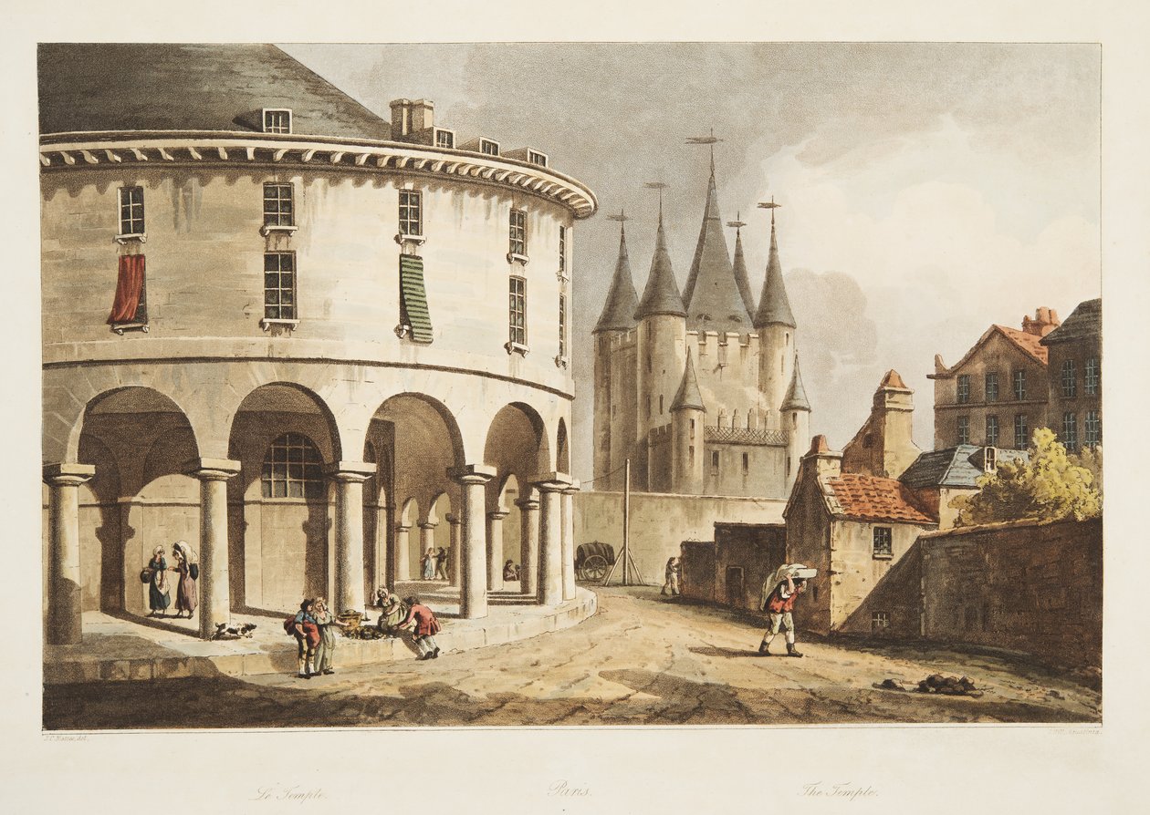 Świątynia, ilustracja z Wersalu, Paryża i Saint Denis, wyd. 1805 (akwatinta) autorstwa John Claude Nattes