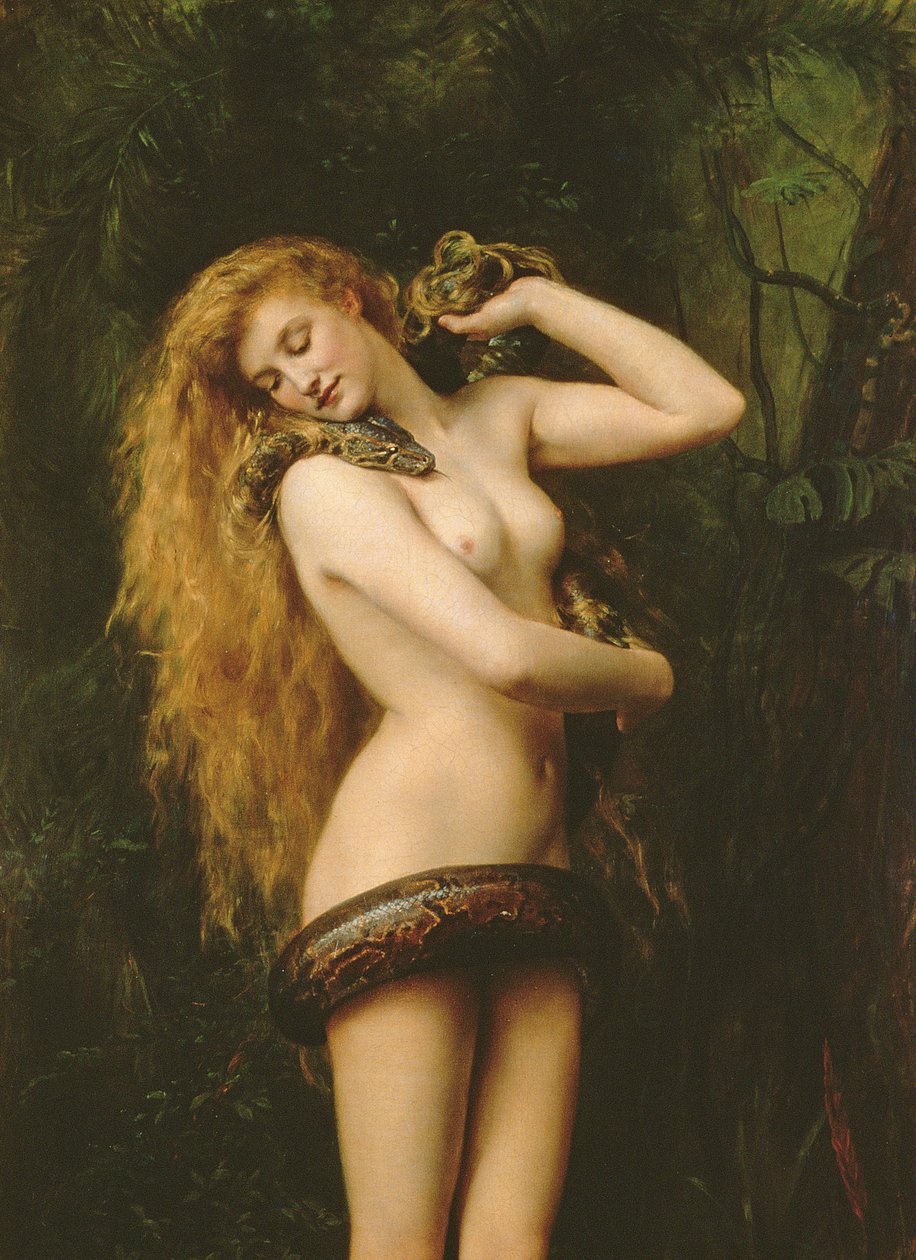 Lilith, 1887 olej na płótnie detal z 125798 autorstwa John Collier