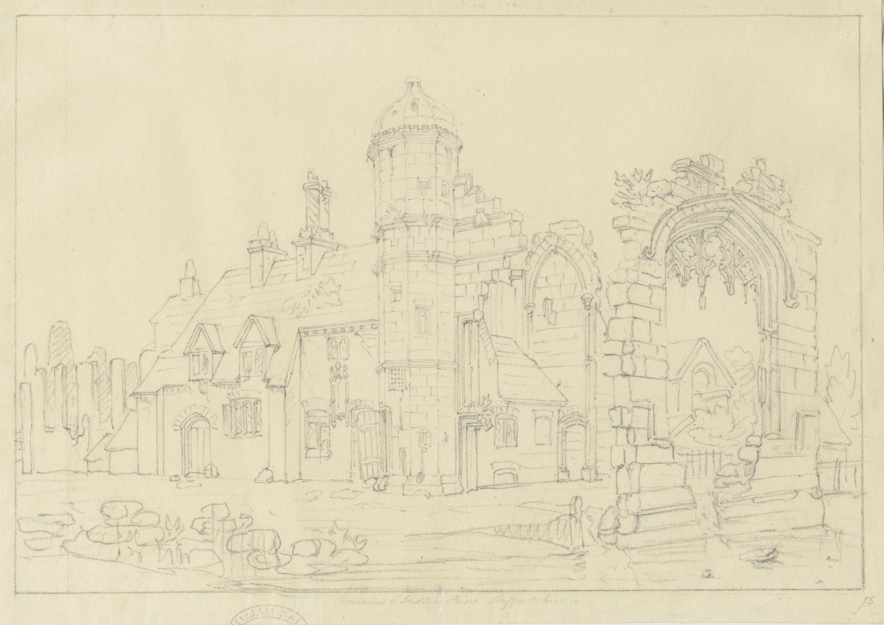 Dudley Priory: rysunek ołówkiem, nd [XIX w.] autorstwa John Coney