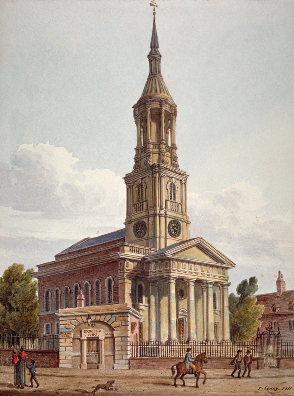 Kościół św. Leonarda, Shoreditch, Londyn, 1811 autorstwa John Coney
