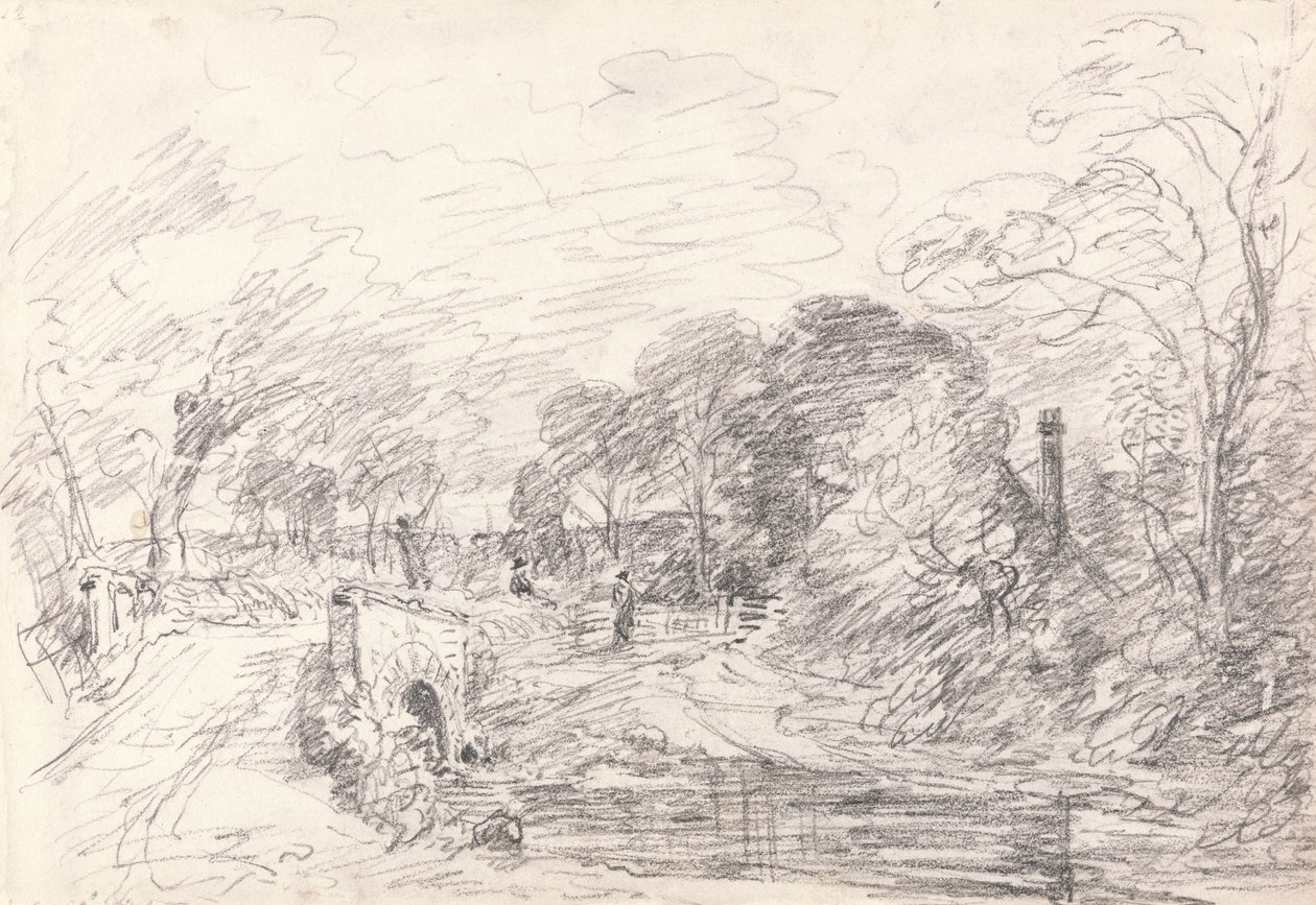 Most w pobliżu Salisbury Court, być może Milford Bridge autorstwa John Constable