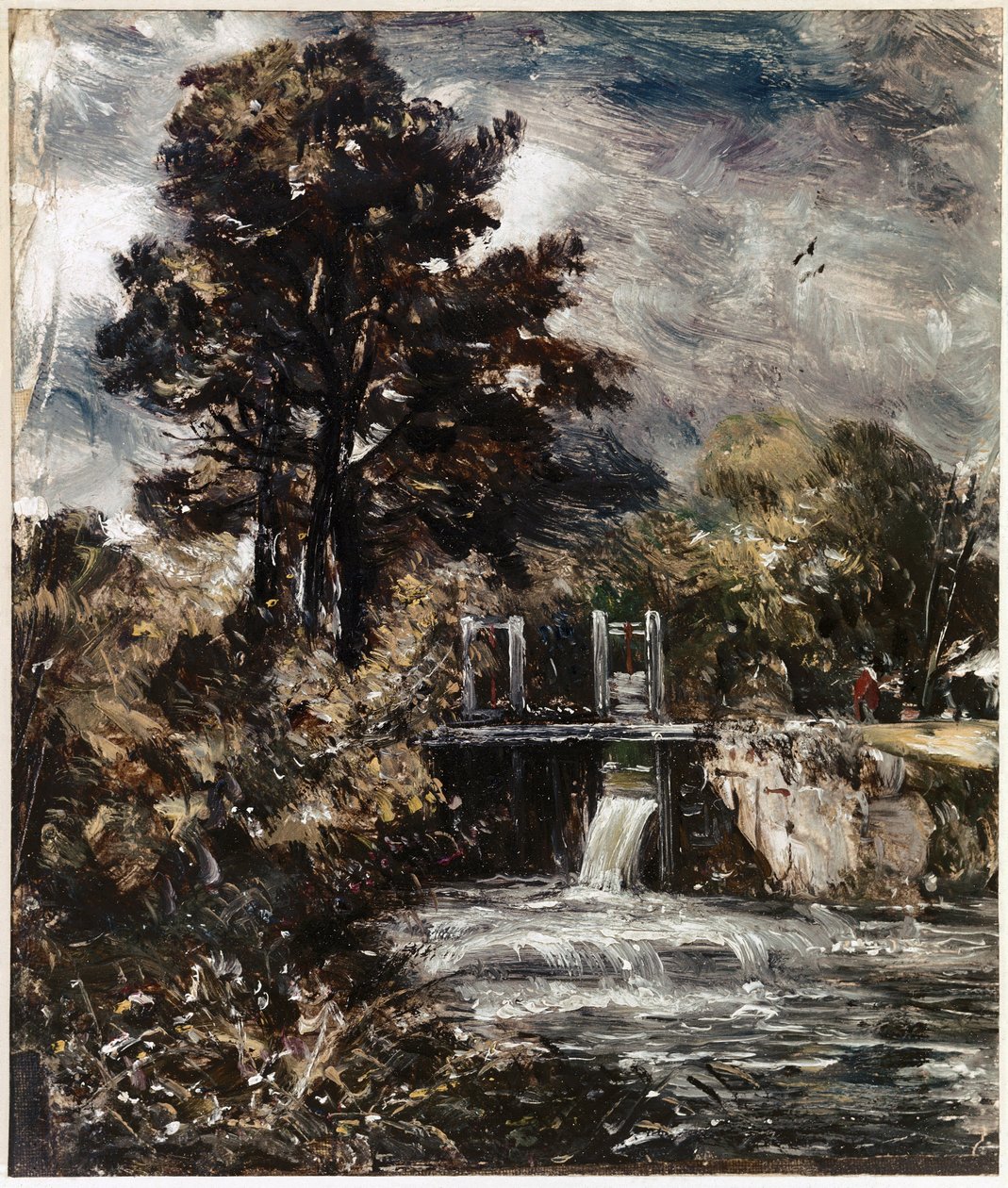 Śluza, być może na Stour (olej na płótnie) autorstwa John Constable