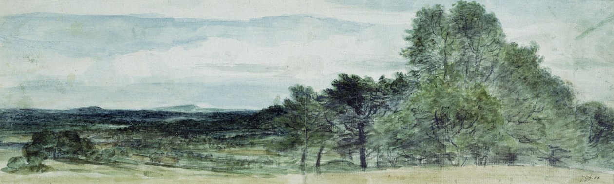 Widok na Hursley, Hampshire, 1804 (czarna kreda i akwarela) autorstwa John Constable