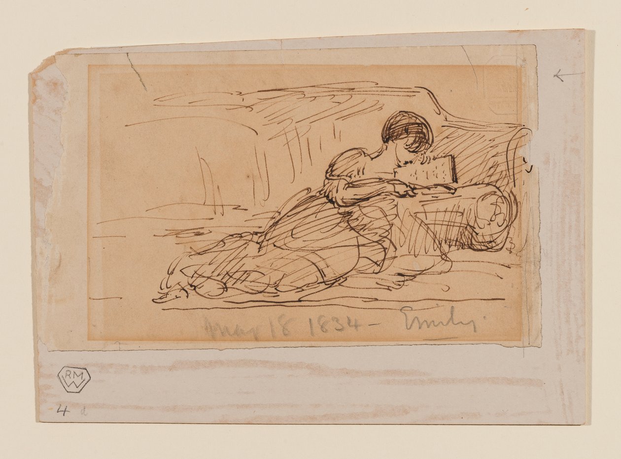 Córka artysty, Emily, leżąca na sofie, czytając, 18 maja 1834 autorstwa John Constable