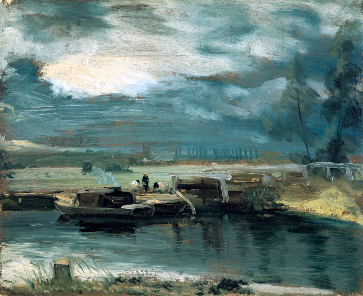 Barki na Stour, z kościołem Dedham w oddali, 1811 autorstwa John Constable
