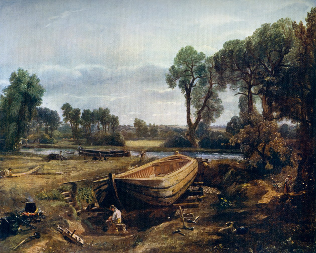 Budowa łodzi w pobliżu młyna Flatford, 1815, 1912. autorstwa John Constable