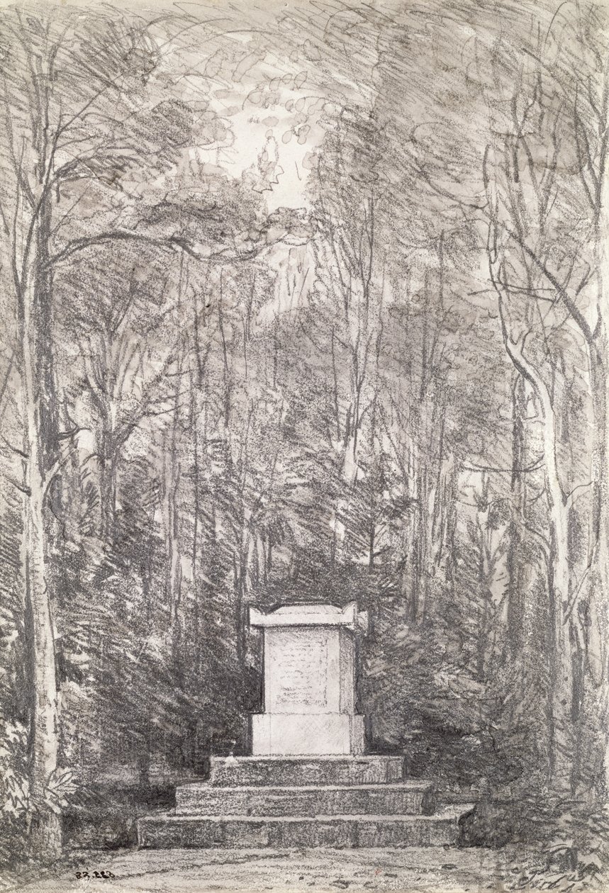 Cenotaf dla Sir Joshua Reynoldsa w Coleorton Hall, Leicestershire, 1823 (rysunek ołówkiem) autorstwa John Constable