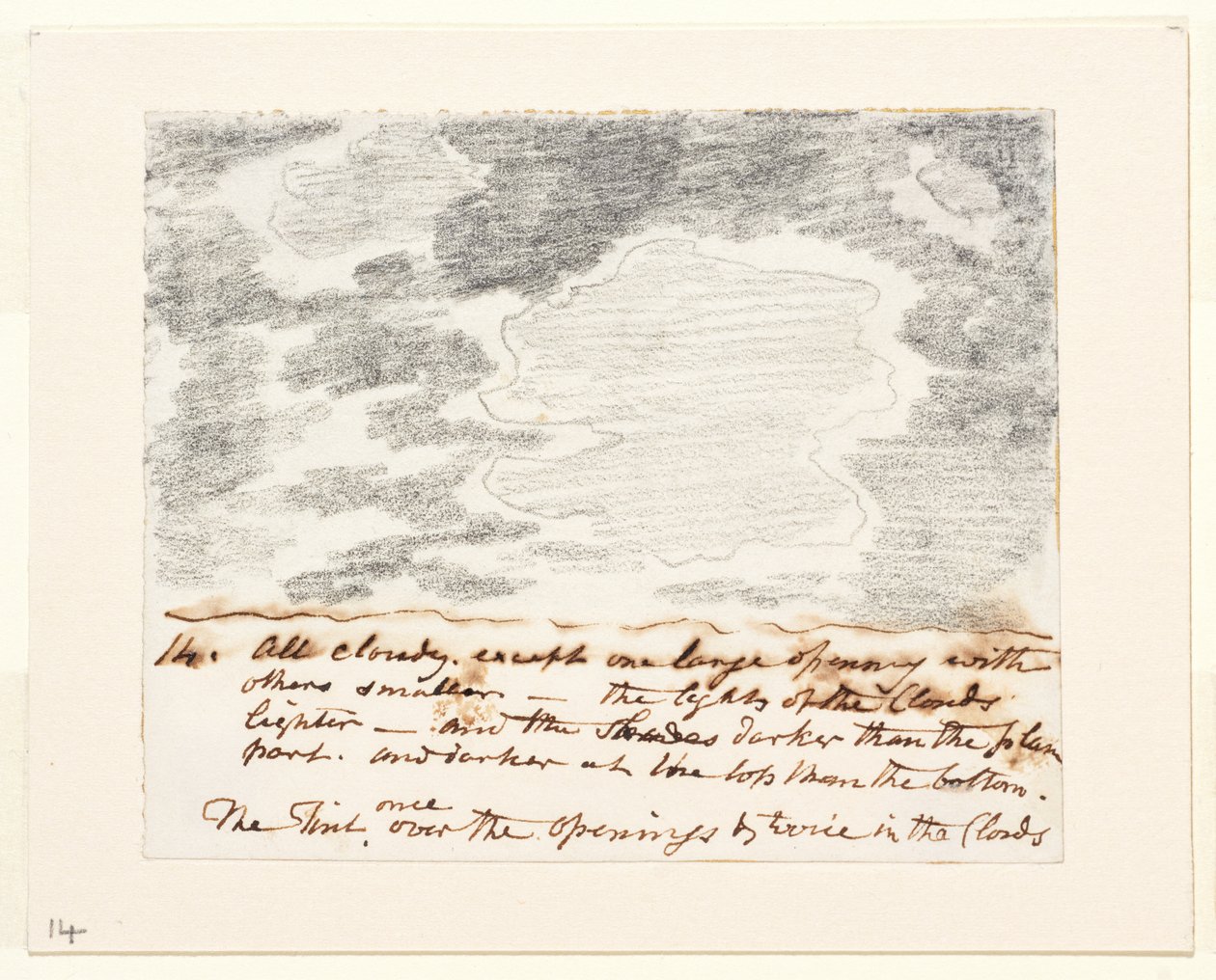 Studium chmur (wg "Engravings of Skies" Alexandra Cozensa), ok. 1822-23 (grafit na papierze) autorstwa John Constable