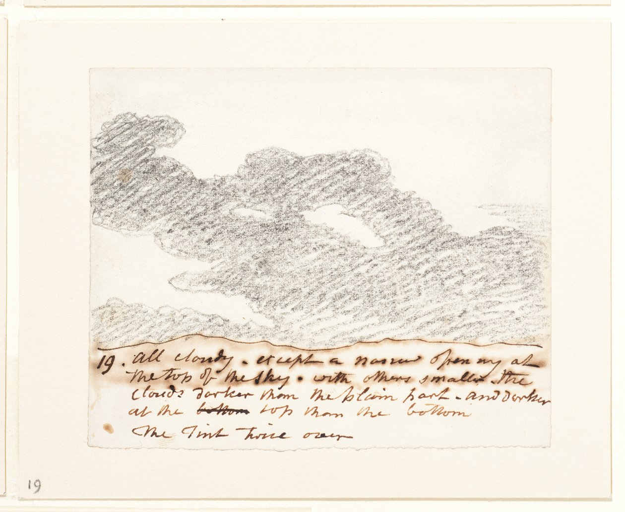 Studium chmur (wg "Engravings of Skies" Alexandra Cozensa), ok. 1822-23 (grafit na papierze) autorstwa John Constable