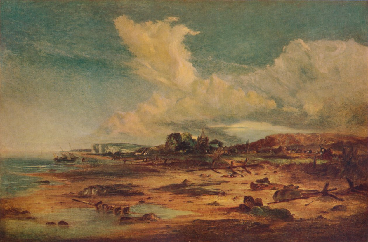 Scena brzegowa z kościołem, c1824 autorstwa John Constable