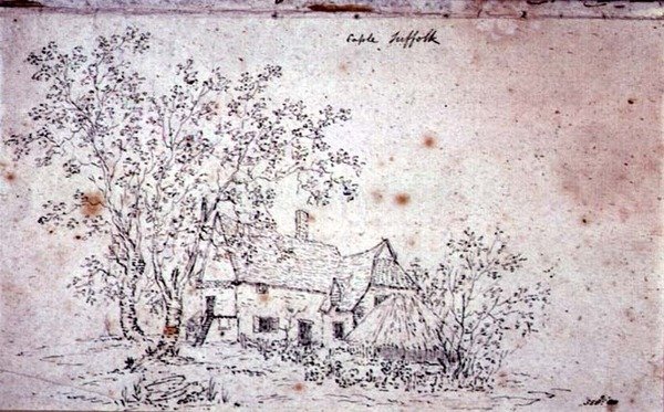 Domek przy Caple, Suffolk (rysunek) autorstwa John Constable