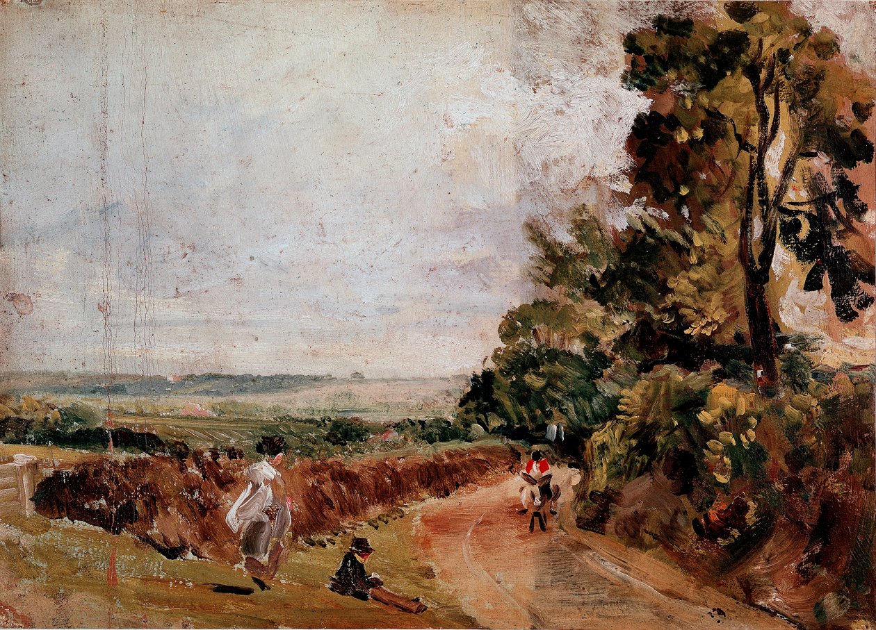 Droga krajowa między East Bergholt i Flatford Malarstwo autorstwa Johna Constable (1776-1837) 1811 ok. Słońce. 24,2x33 cm Londyn, Muzeum Wiktorii i Alberta autorstwa John Constable