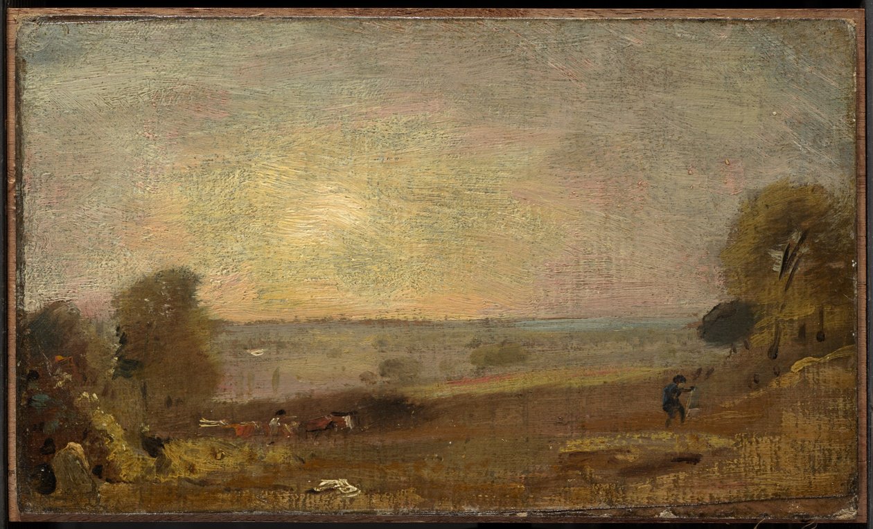 Dolina Dedham z drogi do East Bergholt, zachód słońca autorstwa John Constable